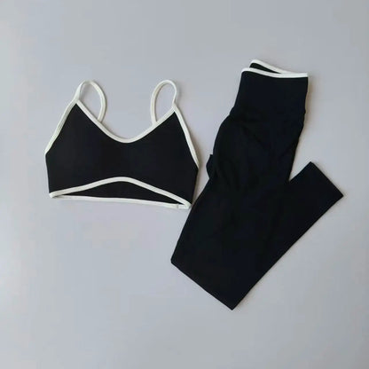 Seamless 2PCS Legging Sets Women's Strappy Sports Bras and Leggings High Waist Fitness Sculpt Leggings Running Pants Gym Suits