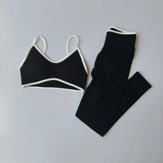 Seamless 2PCS Legging Sets Women's Strappy Sports Bras and Leggings High Waist Fitness Sculpt Leggings Running Pants Gym Suits