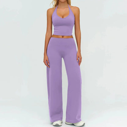 Women's Fitness Set Gym Tracksuit Breathable Sports Bra Flared Trousers Suit Workout Clothing Sportswear Female Athletic Wear