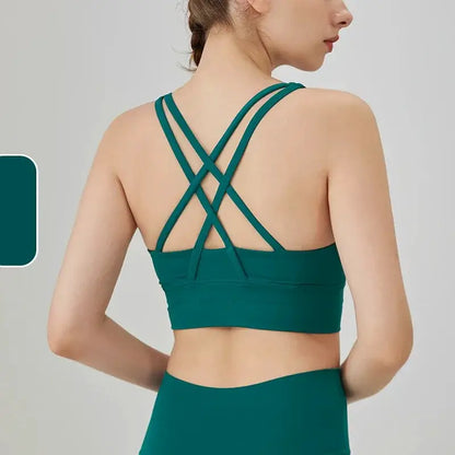 Women's Cross Back Yoga Bra for Gym Fitness Solid Color