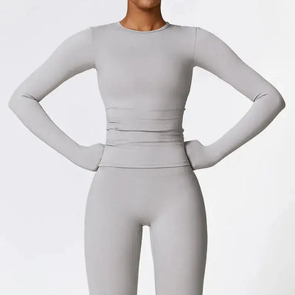 NCLAGEN Yoga Shirts For Women Long Sleeve Winter Fitness Running Gym Clothes Workout Dry Fit Breathable High Elastic Sports Top