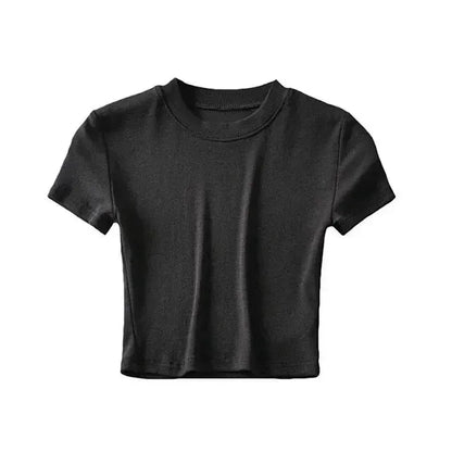 Women's Casual Short Sleeve Crop Top Slim Fit Tee Workout