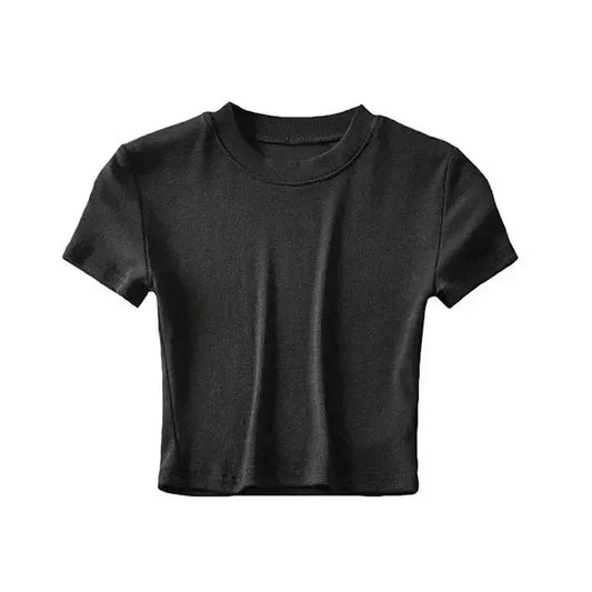 Women's Casual Short Sleeve Crop Top Slim Fit Tee Workout