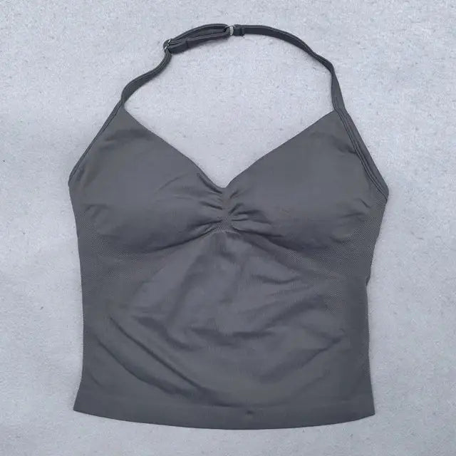 2 Pieces Yoga Set Women Backless Halter Tops High Waist Seamless Shorts Gym Suit Fitness Clothes Sportswear Workout Sets