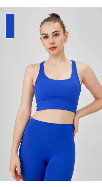 Women's Cross Back Yoga Bra for Gym Fitness Solid Color