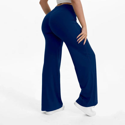 NCLAGEN SoftMotion Straight Leg Bottoms Women's Mid-Waist Yoga Pants GYM Leggings Naked Feel Pilates Running Sports Trousers