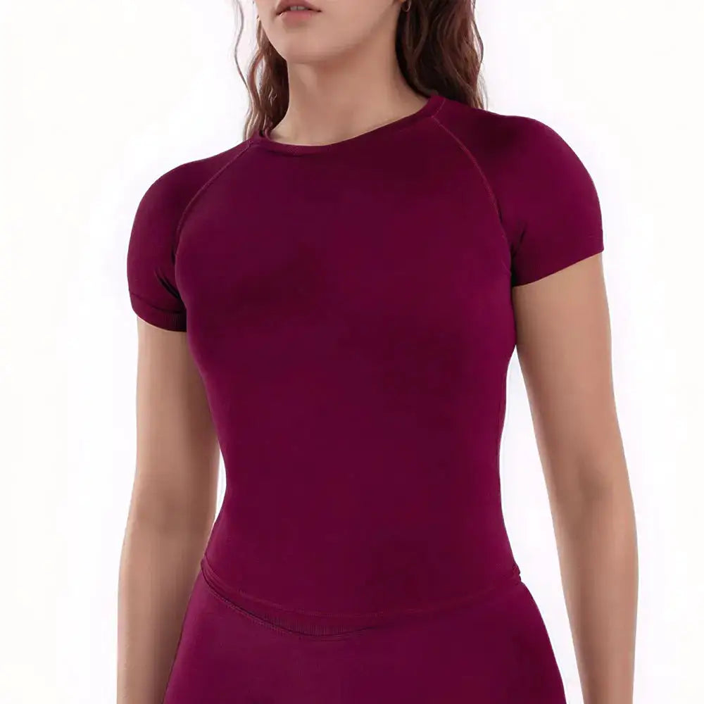 NCLAGEN Sport Shirt Women Fitness Impact Short Sleeve Top Gym Workout Yoga Blouse Quick Dry Breathable Running Tee Versatile Top