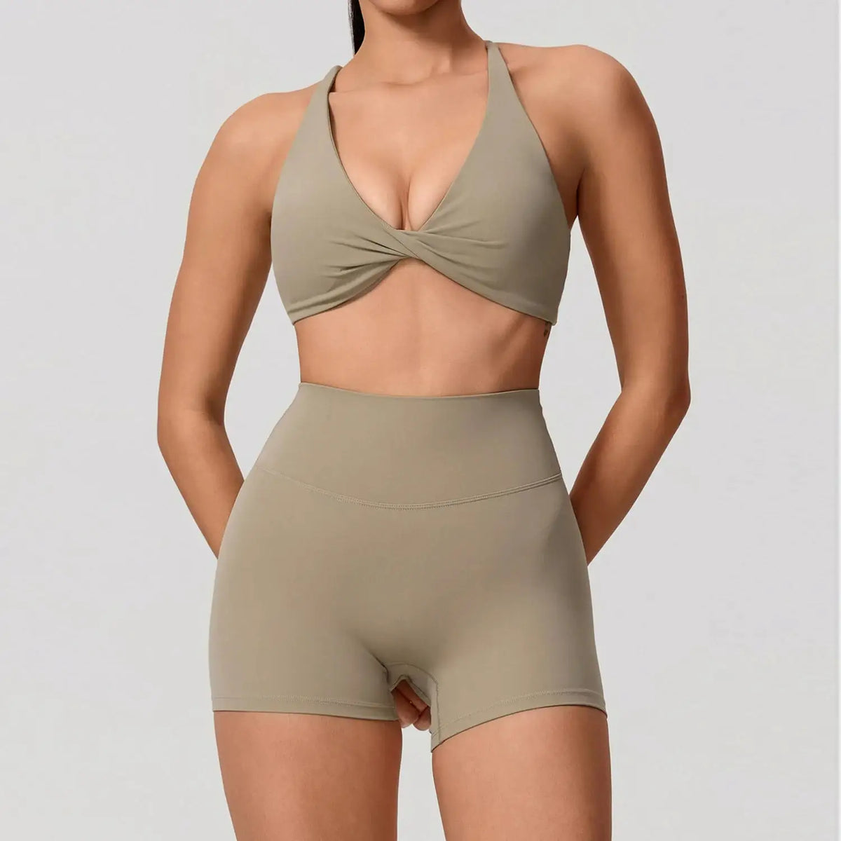 Hearuisavy Summer Yoga Set 2Pcs Women Gym Sportswear Breathable Cross Sports Bra Workout Top High Waist Push Up Fitness Leggings