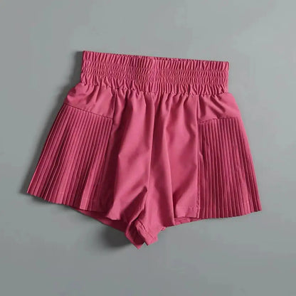 Women's Sports Shorts with Pockets, Quick-drying Shorts High-waisted Faux Two-piece Yoga Pants Running And Fitness Shorts summer