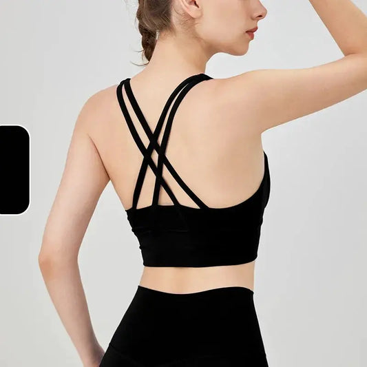 Women's Cross Back Yoga Bra for Gym Fitness Solid Color