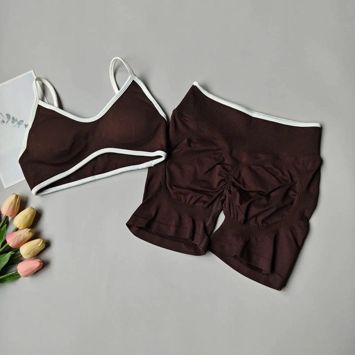 Peach Buttock Yoga Suit Women Gym Seamless Suspender Gathering Bra High Waist Hip Lifting Belly Tightening Shorts Fitness Set