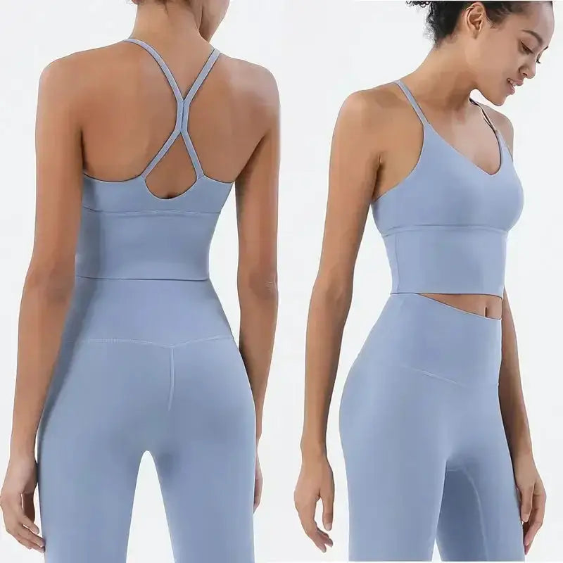 Women's Naked Feeling 2 Piece Gym Set - Seamless Sports Bra & High Waist Leggings, Shockproof Breathable Fitness Clothing, S-XL