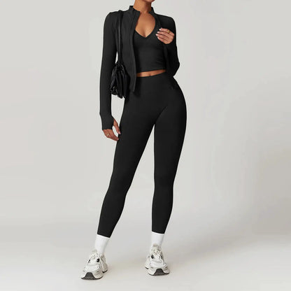2/3/4PCS Yoga Set Gym Clothes Sportswear Seamless Yoga Suits For Women Fitness Long Sleeved Tracksuits Sports Bra Gym Leggings