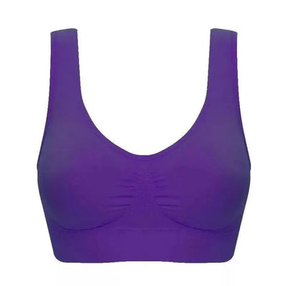 Purple seamless sports bra, comfortable activewear at OurLum.com