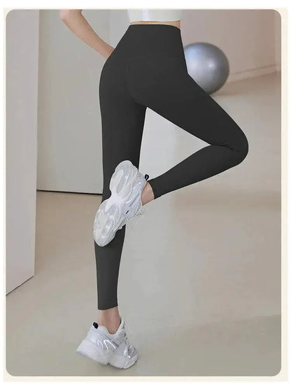 Sculpted Ribbed Yoga Leggings Fashionable High Waist Pants