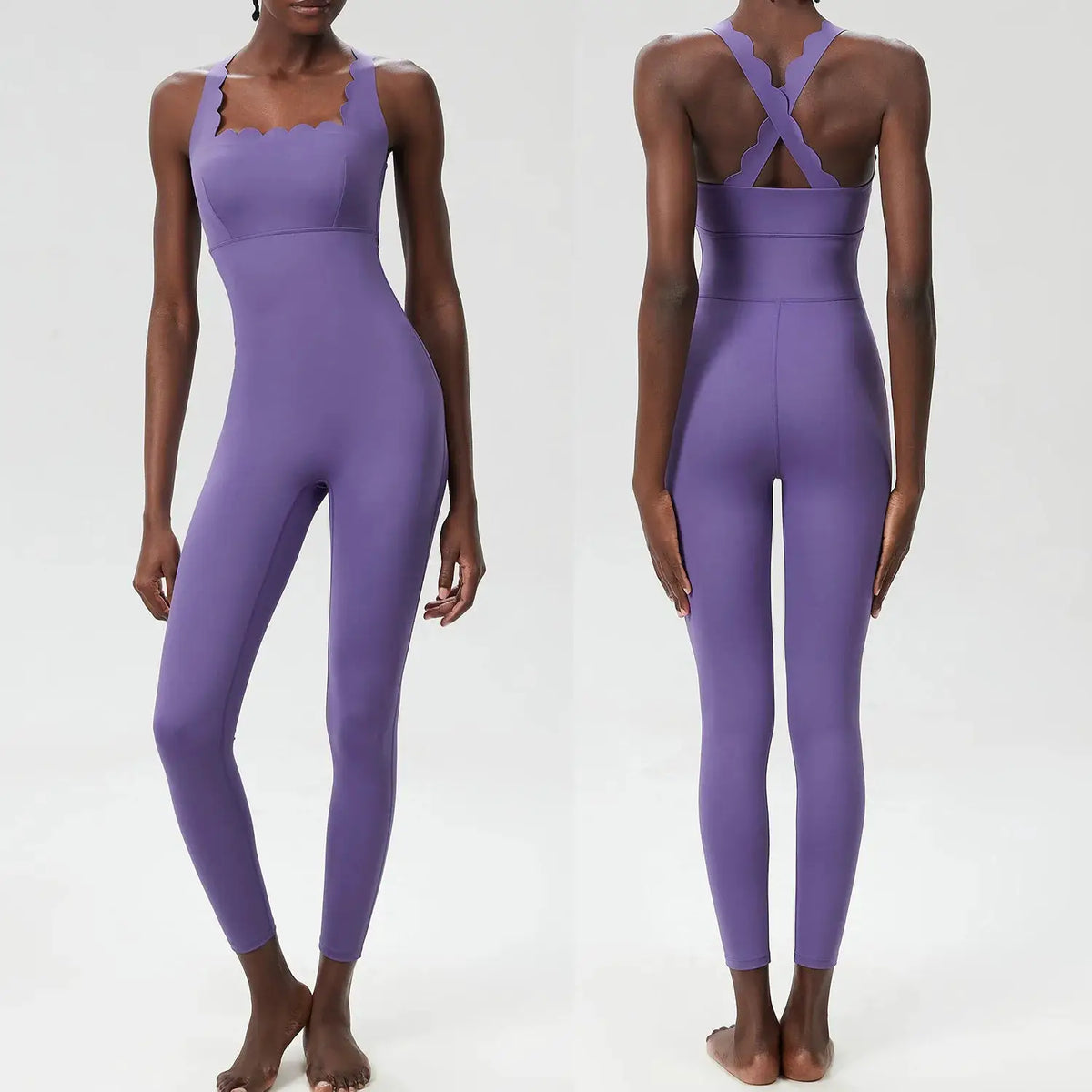 FUBEIKE Small Wave Beauty Back Yoga Fitness One-Piece Women's Plus Size Tight Super Stretch Sportswear Running Vest Jumpsuit