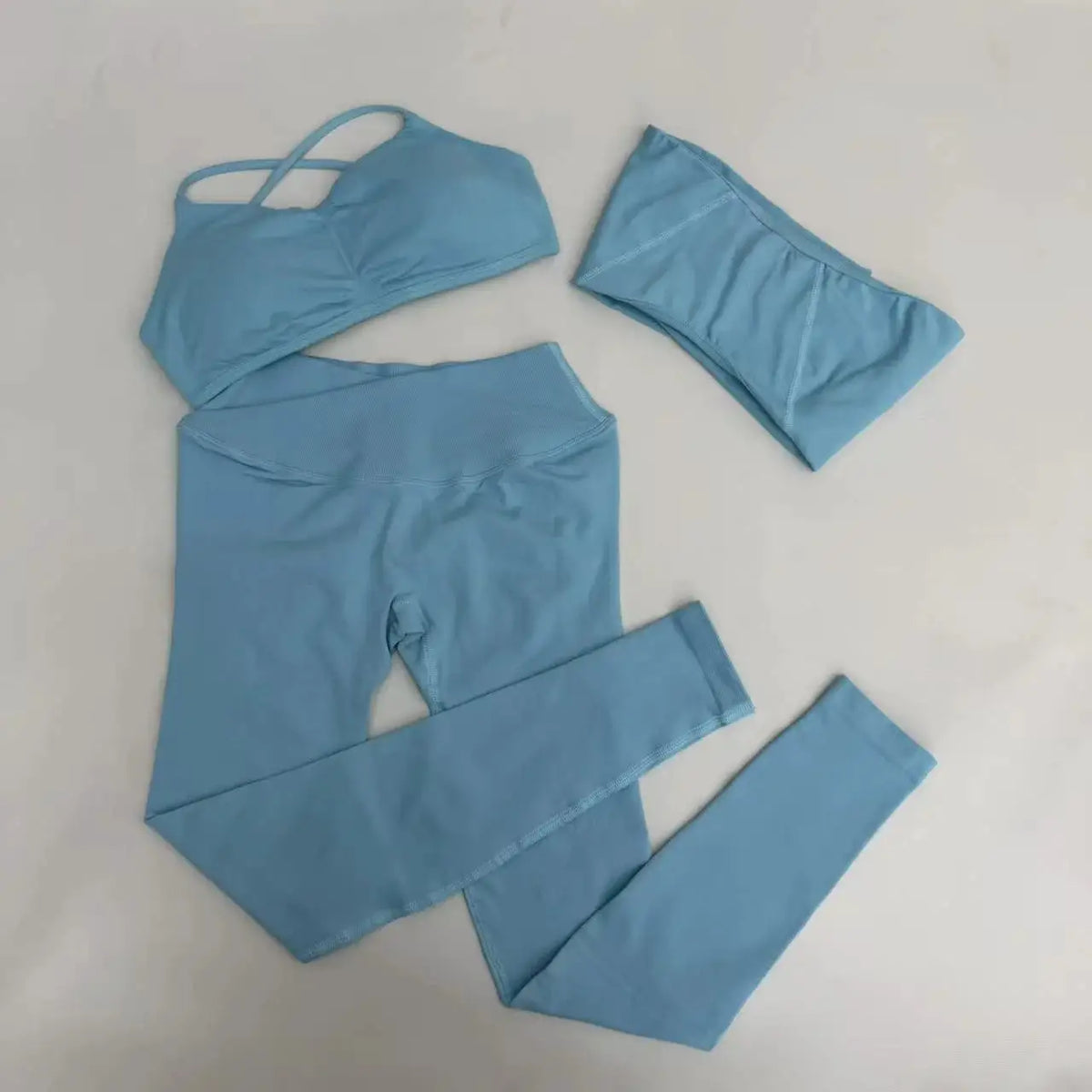 Yoga Vision Shrug 3 Pieces Top Leggings Gym Set Women's Seamless High Elastic Longline Vest Buttock lift Exercise Shorts Set