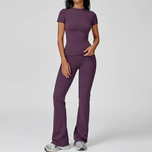 Women Yoga Set 2PCS Workout Set Sportswear Gym Clothing Fitness Long Sleeve High Waist Leggings Cycling Shorts Sports Suits
