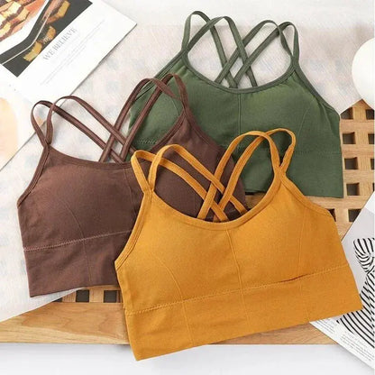 Sexy Women Tops Back Cross Strap Tank Running Sports Bra