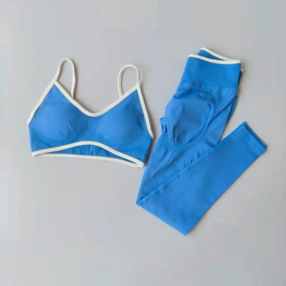 Seamless 2PCS Legging Sets Women's Strappy Sports Bras and Leggings High Waist Fitness Sculpt Leggings Running Pants Gym Suits