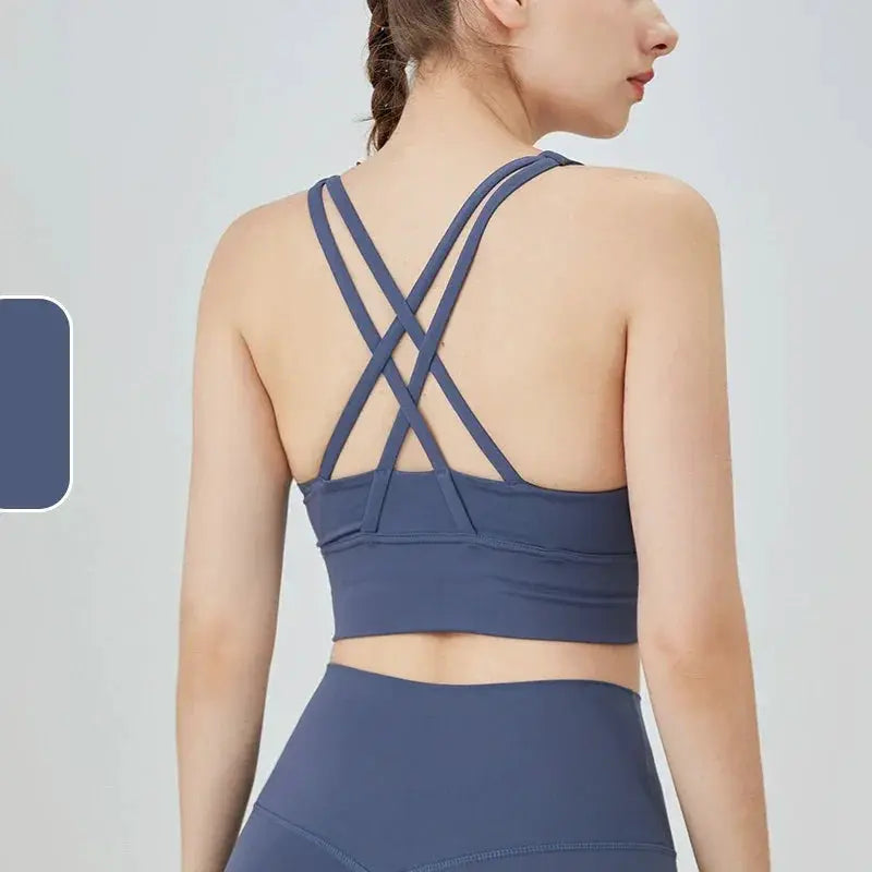 Women's Cross Back Yoga Bra for Gym Fitness Solid Color