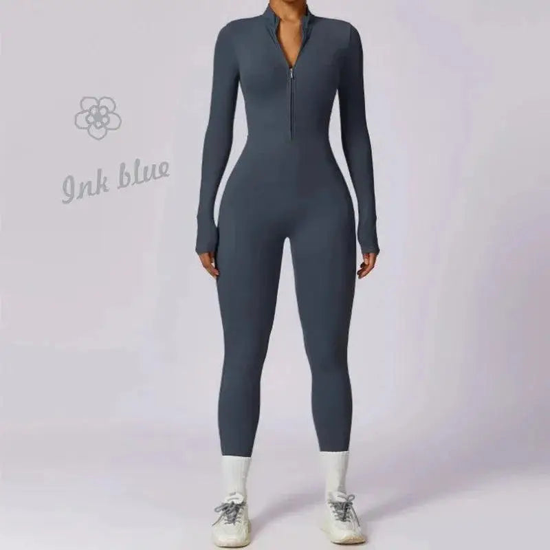 Elegant Nude Zipper Leotard for High Intensity Gym
