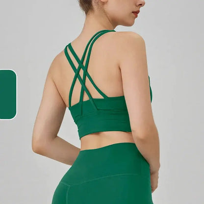 Women's Cross Back Yoga Bra for Gym Fitness Solid Color