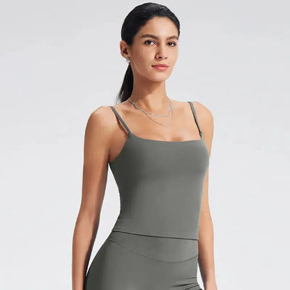 NCLAGEN GYM Tank Top With Built-In Bra Women's Yoga Clothing Running Square Neck Fitness Vest Beautiful Back Sports Workout