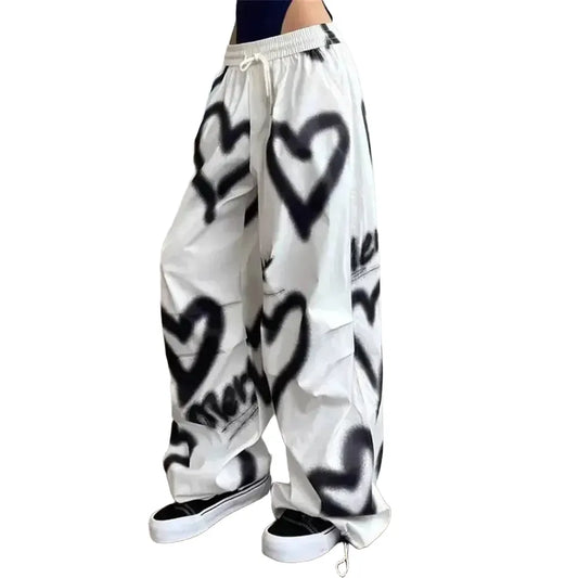 Love Graffiti Women Wide Leg Y2K High Waist Joggers - OurLum.com
