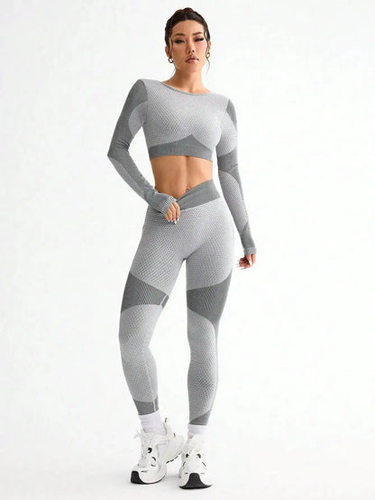 2pcs Hot-selling New Sports Tight Running Breathable Seamless Yoga Suit Women's Outdoor Fitness Suit Women's