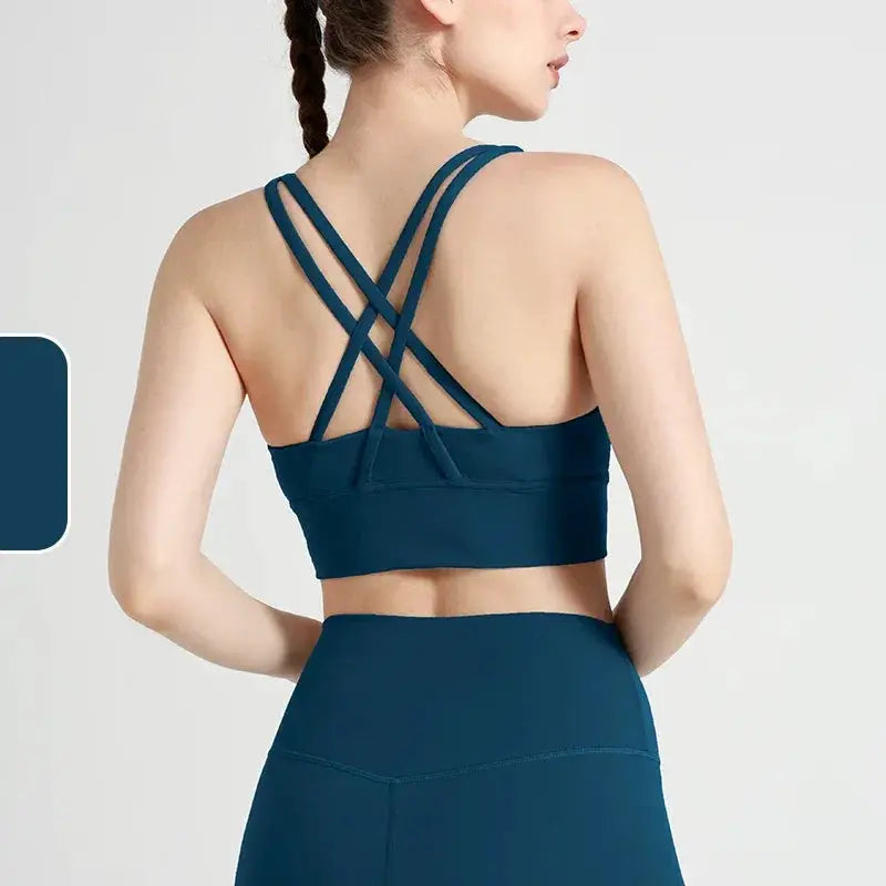 Women's Cross Back Yoga Bra for Gym Fitness Solid Color