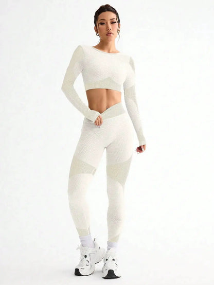 2pcs Hot-selling New Sports Tight Running Breathable Seamless Yoga Suit Women's Outdoor Fitness Suit Women's