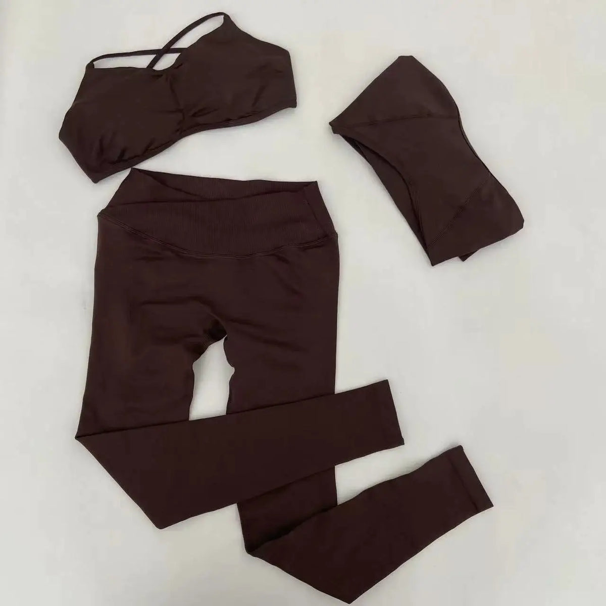 Yoga Vision Shrug 3 Pieces Top Leggings Gym Set Women's Seamless High Elastic Longline Vest Buttock lift Exercise Shorts Set