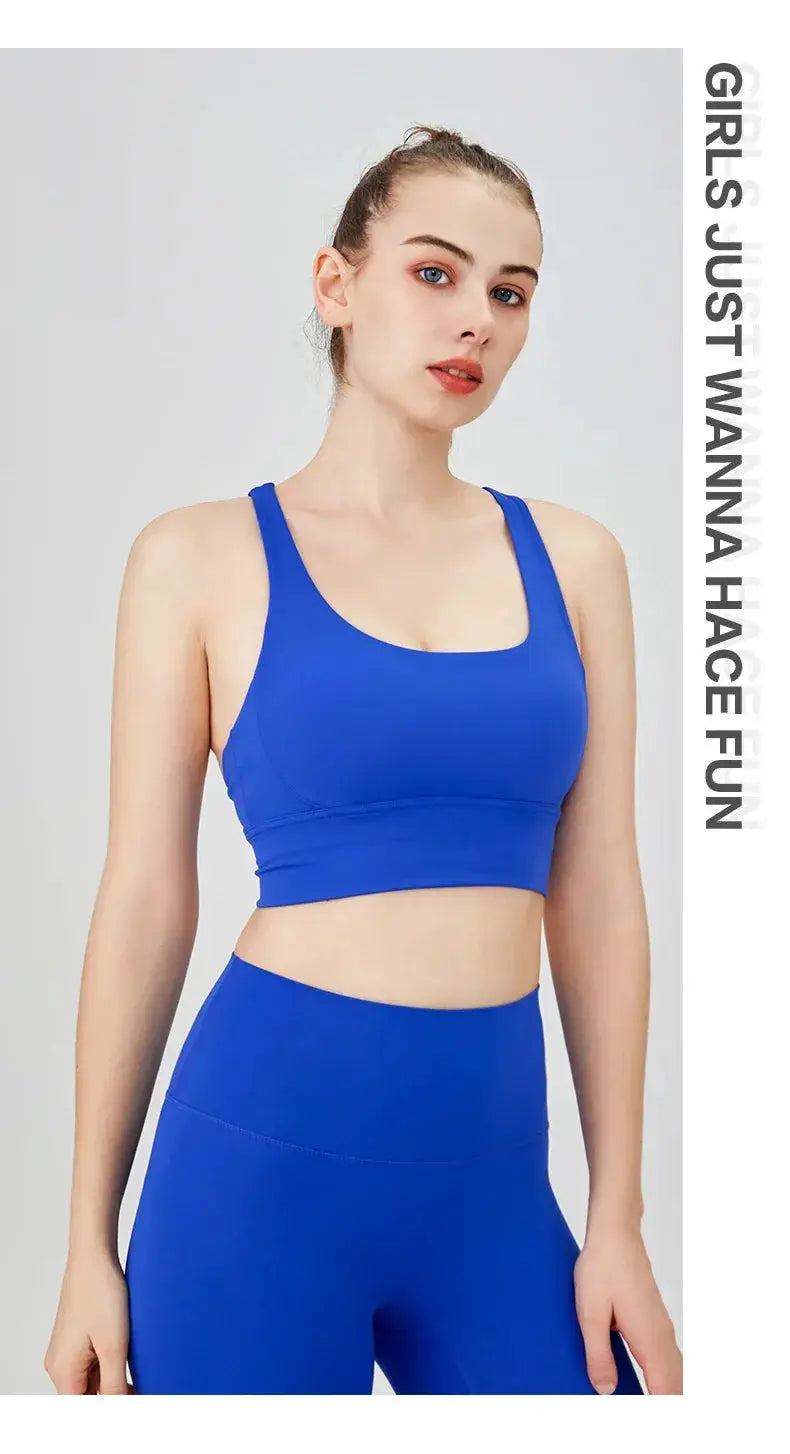 Women's Cross Back Yoga Bra for Gym Fitness Solid Color