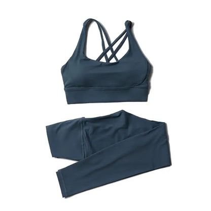 SOISOU Nylon Yoga Set Women's Tracksuit Gym Fitness Set Woman 2 Pieces Leggings Sports Bra Breathable Sportwear Woman Clothes