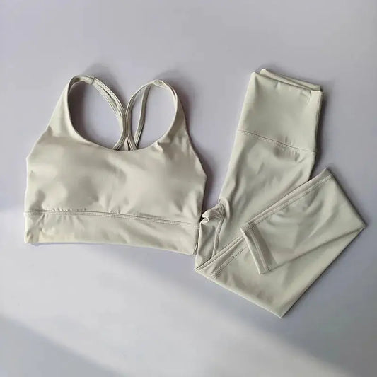 Women Breathable Yoga Set 2pcs Sport Suit Gym Wear Workout Clothes Gym Crop Top High Waist Legging Fitness Bra Set Sports Suits