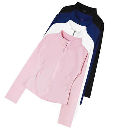 NCLAGEN Woman's Sports Jacket Zip Up Gym Clothes Long Sleeve Workout Seamless Top Speed Activewear Yoga Pilates Running Coats