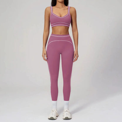 Fitness Suit 2PCS Yoga Set Women's Tracksuit Sports Outfits Gym Running Push Up Sportswear Legging Athletic Wear Workout Clothes