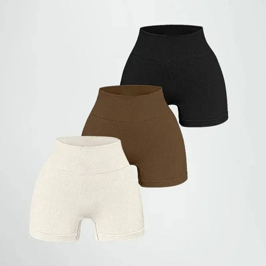 ZenFlex High Waisted Yoga Shorts - Lift And Shape Seamless Knit Ribbed TextureXt