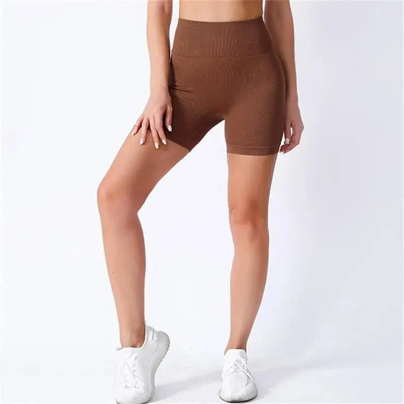 ZenFlex High Waisted Yoga Shorts - Lift And Shape Seamless Knit Ribbed TextureXt