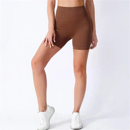ZenFlex High Waisted Yoga Shorts - Lift And Shape Seamless Knit Ribbed TextureXt